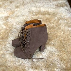Taupe suede booties